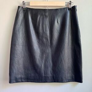 St. John | Black Leather Skirt